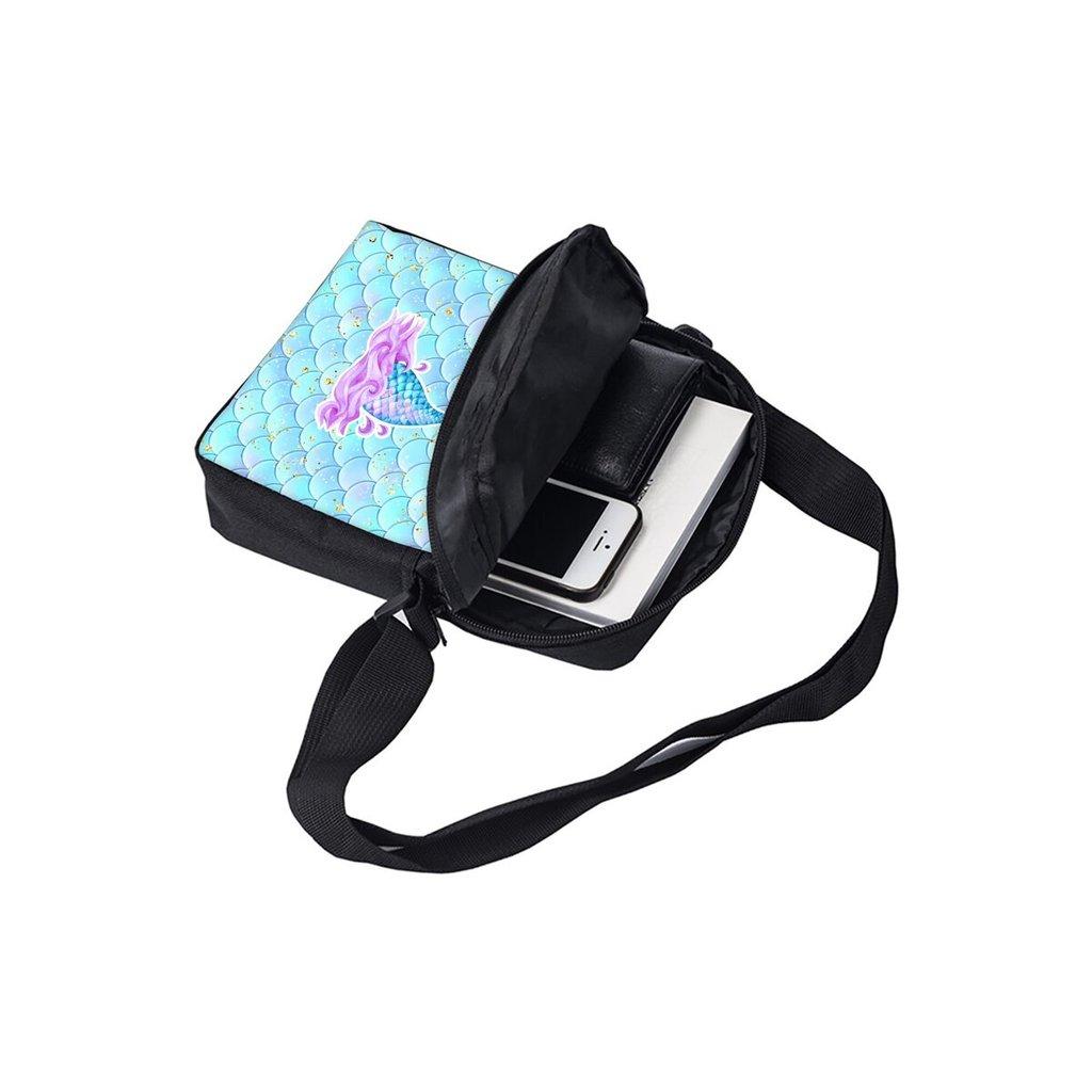 Mermaid Printe Single Sided Messenger Bag for Boy/Girls Children Best Gifts 2D Flat Cartoon Casual Crossbody Bag