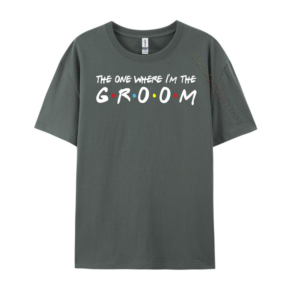 Im The Groom Bachelor Party Stag Groomsmen Getaway Wedding Blue And White Graphic T Shirts Streetwear Men