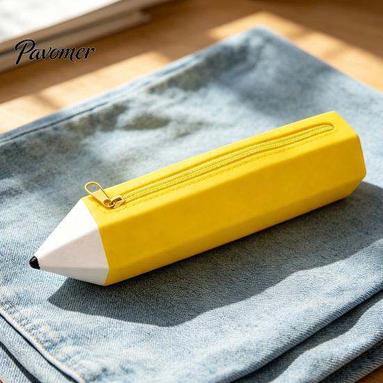 Multipurpose Storage Bag Students Silicone Pencil Case with Zipper, Waterproof Shaped School Stationery Pouch, Large Organizer for Pens, Erasers,