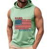 Men's Sleeveless Hoodie Tank Top Casual Muscle Shirt with American Flag Graphic Print Hard Work No Handouts Design for Summer