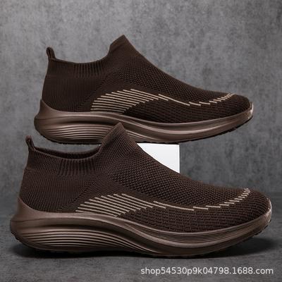 Chaussures pour hommes chaussures de sport décontractées en maille chaussures de course multicolores en maille tissée à la volée chaussures pour hommes et femmes noir chaussures chaussettes légères