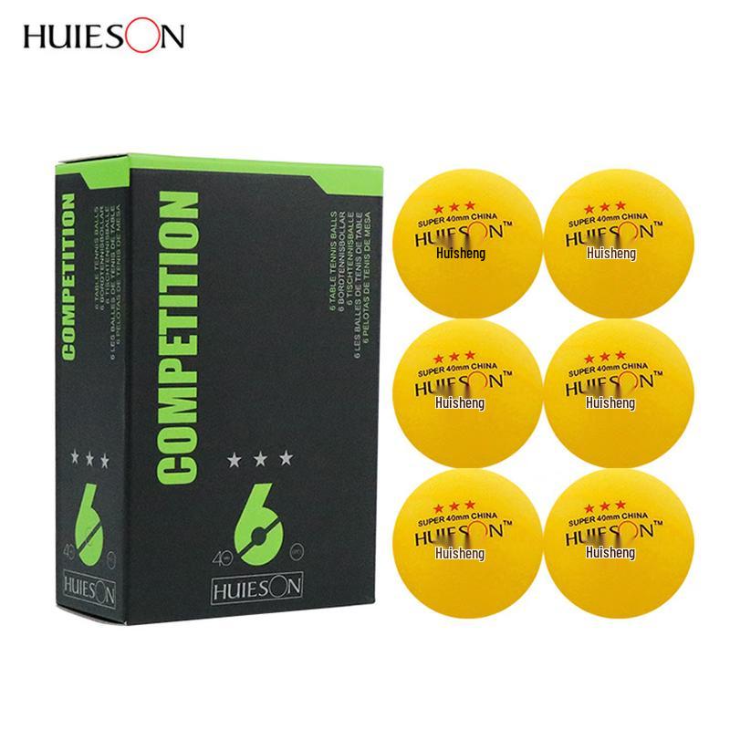 Three-Star Celluloid 40mm Yellow Table Tennis Balls (6-Pack)