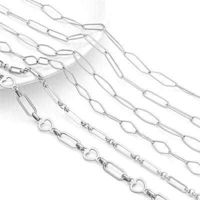 1Meter Stainless Steel Jewelry Chain Cuban Link Chain Heart Cross Style Basic Punk Chain for Necklace Bracelet DIY Jewelry Making Findings