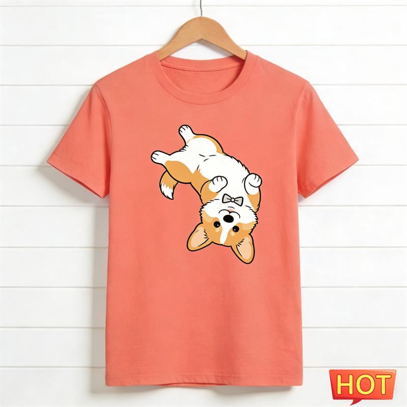 Summer Cute T Shirts Fashion Short Sleeve Funny Dog Crew Neck T-shirts Casual