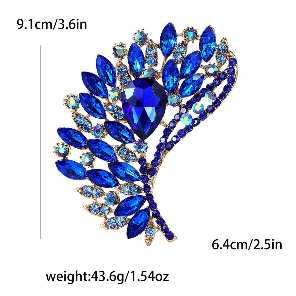 Legering Strass Stor Glas Brosch High-End Retro Dam Sjal Kofta Korsage Smycke Nål