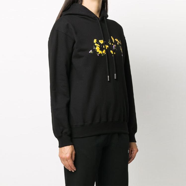 Off-White Flowers Hoodie Black/Multicolor Women Tops OWBB032E20JER0021018