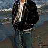 Pi Shuai Contrast Color Leather Jacket Men's Autumn and Winter Loose Baseball Uniform Korean Style Trendy Aviator Leather Jacket