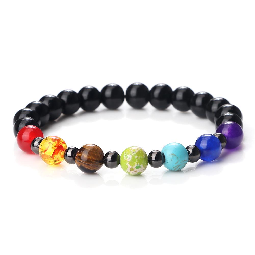 Black Alloy Copper Bead Bracelet with Tiger Eye, Weathered Stone, and Turquoise Frosted Beads. 17cm