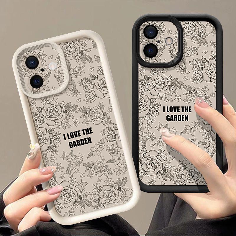 Rose Print Case For iPhone 15 16 Pro Max 14 Plus 13 12 11 Pro 8 7 X XS XR Shockproof Bumper Soft TPU Silicone Phone Cover Funda