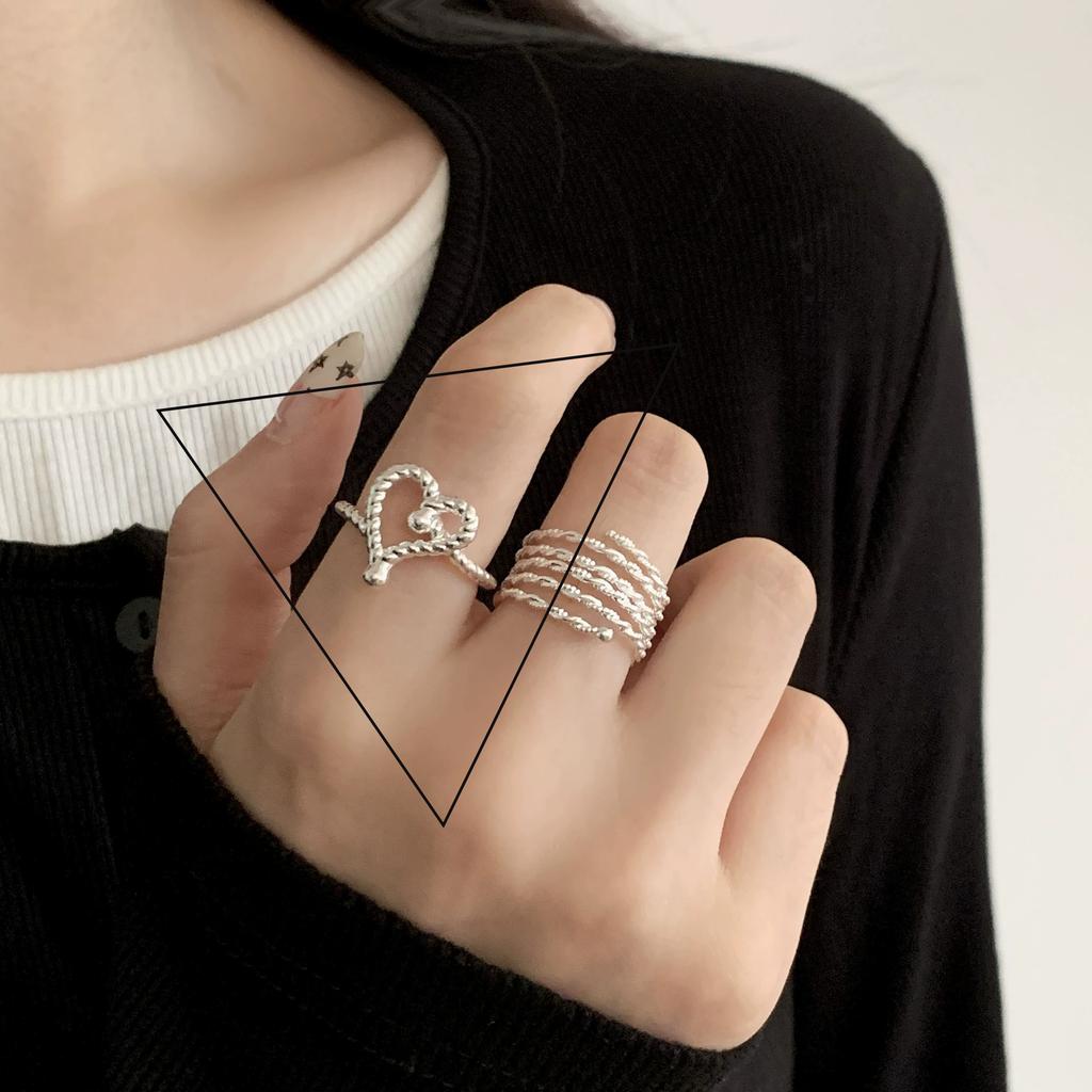 925 Silver Flower Lace Ring Korean Fashion Opening Inlaid CZ Adjustable Rings Valentine's Day Gift