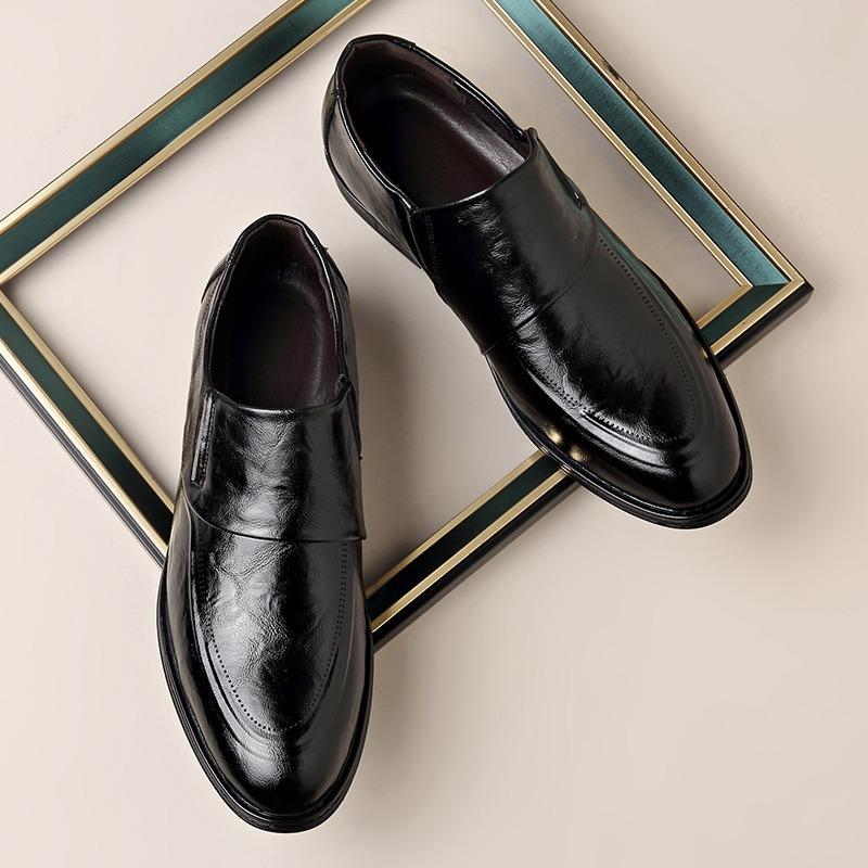 Men's Leather Shoes Men's Autumn and Winter Business Dress Soft Leather Soft Bottom Pointed Head One Pedal Suit Shoes Wedding Groom