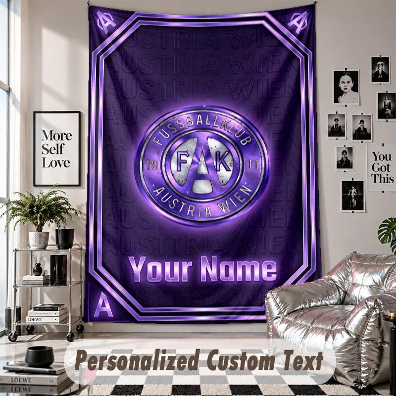 Custom Tapestry Wall Hanging, Austria Wien FC Personalized Name Text Home Wall Decor
