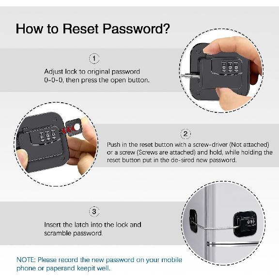 Combination Refrigerator Lock - Resettable Code Fridge Lock for Kids, Adults, Heavy Duty Child Safety Locks for French Door Fridge, Freezer, Cabinet,