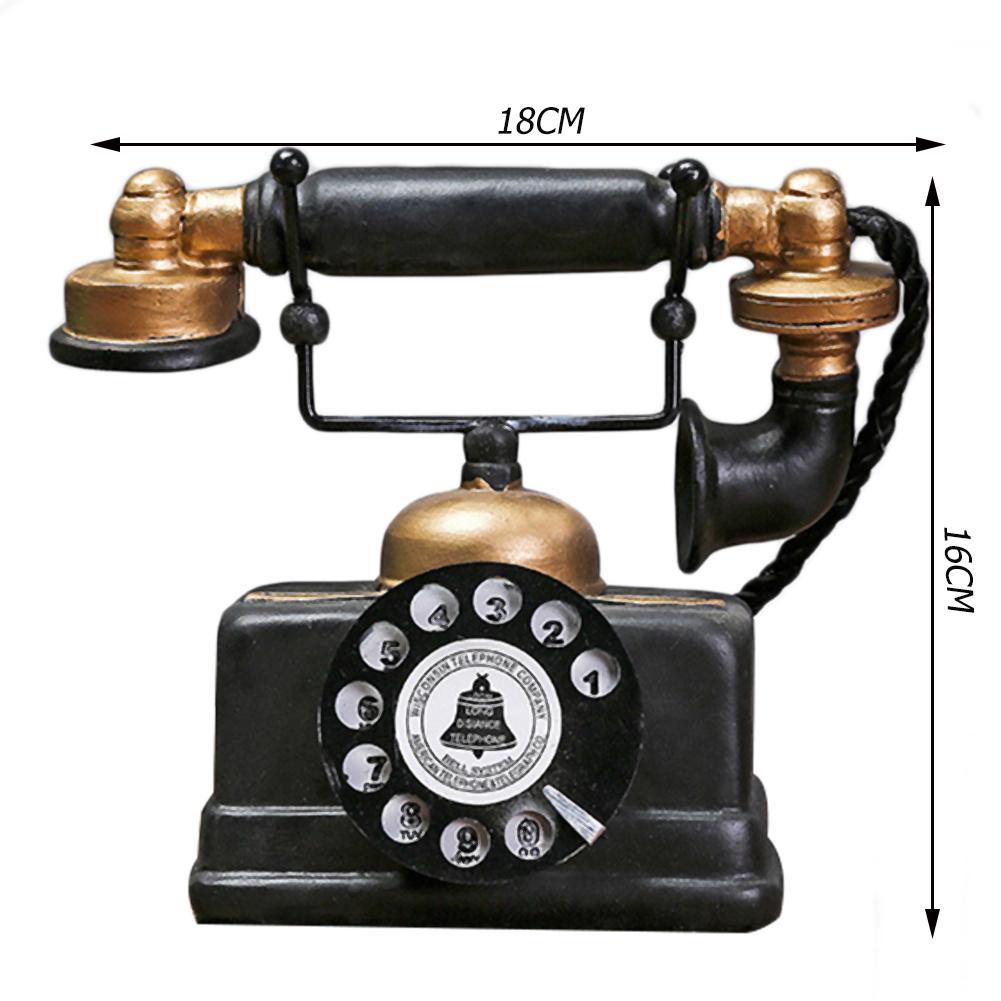 1/2PCS Vintage Artificial Telephone Model Retro Figurines Resin Ornament Craft Bar Home Desktop Miniatures Decoration Gift