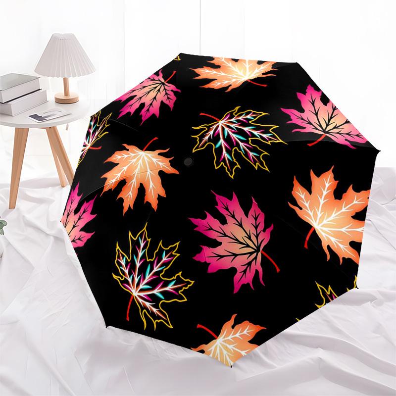 1pc Autumn Leaves Pattern Umbrella with Plastic Handle,Compact & Stylish,Suitable for All Seasons ptys26098
