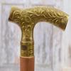 Walking Stick Wooden and Brass Elegant Goldene Cane Gift for Grandfather Father Wedding Session