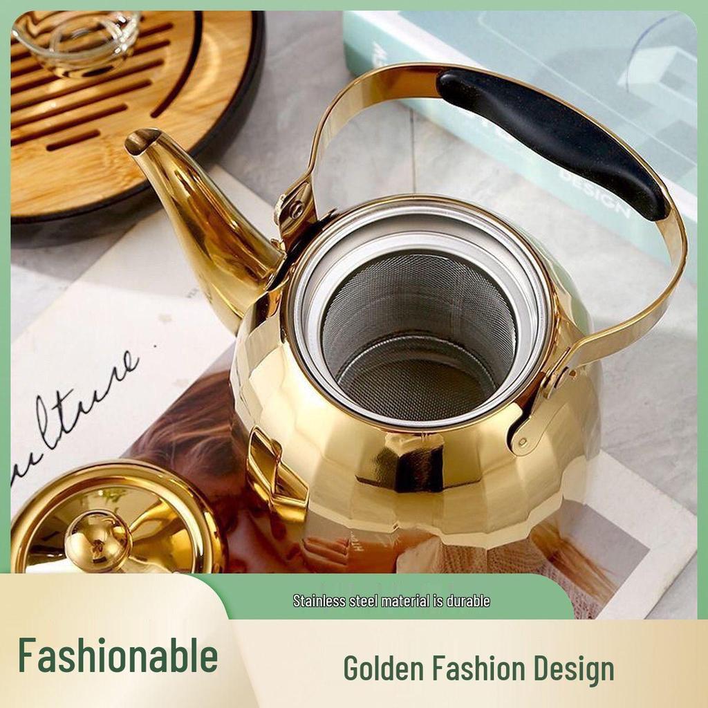 Large Capacity Stainless Steel Teapot with Handle and Tea Infuser - Ideal for Hotels and Restaurants