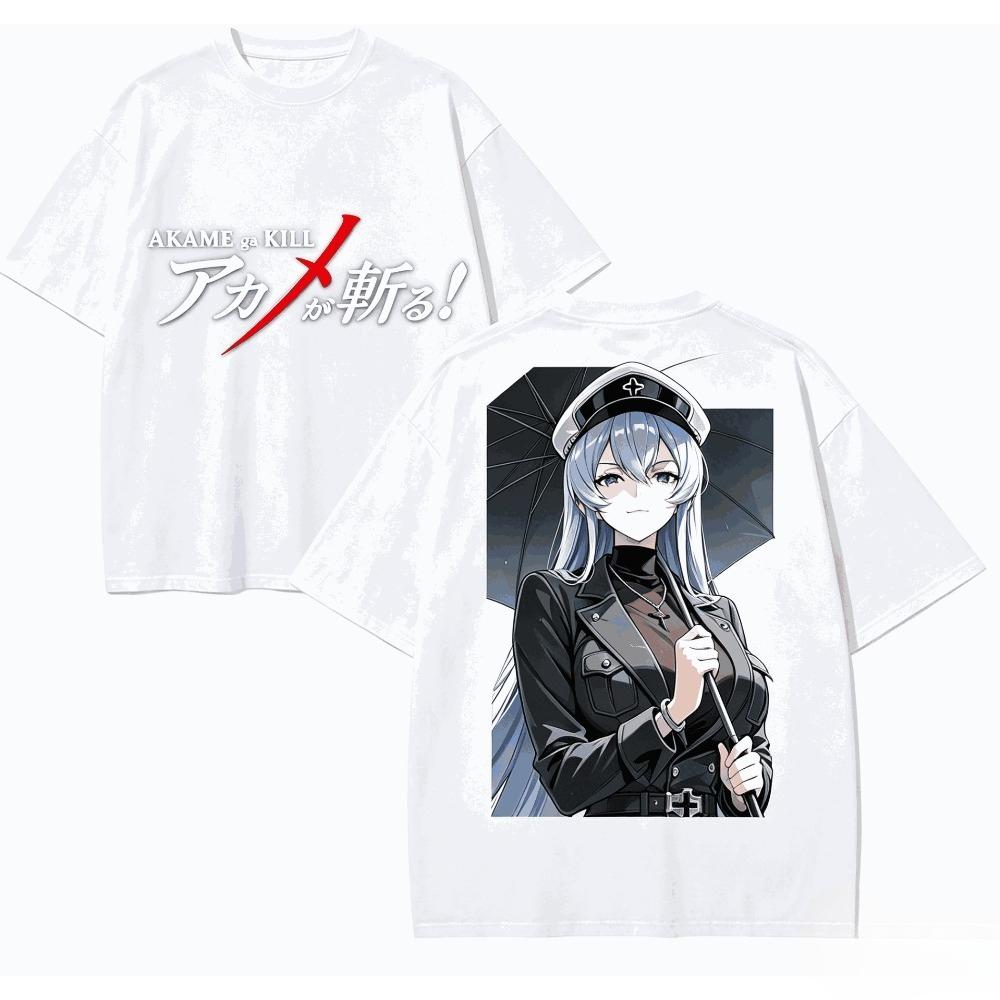 Akame Ga Kill! Maglietta Vintage Lavata Unisex Oversize Anime Streetwear Cotone Morbido Manica Corta Regalo Abbigliamento Top Saldi