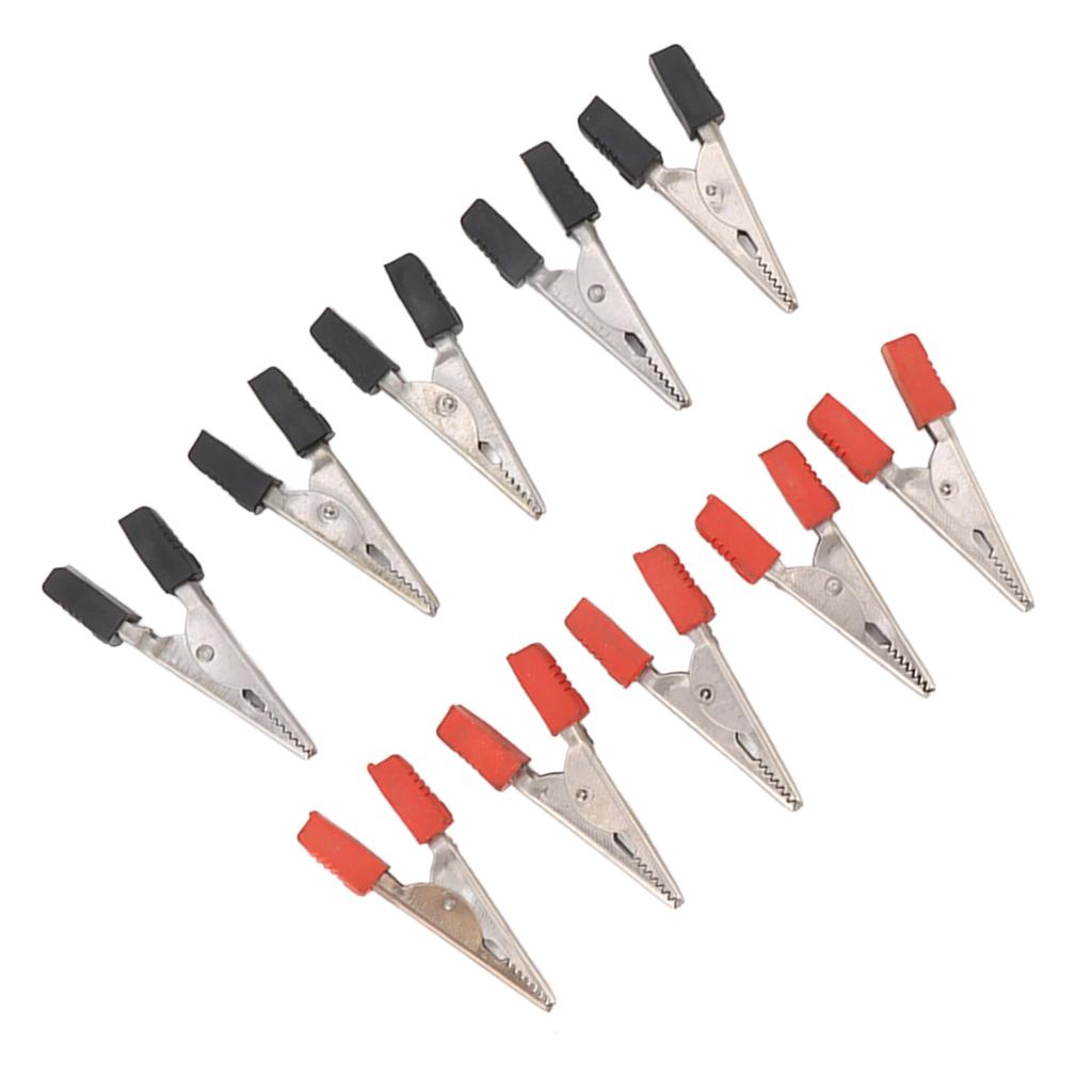 20 Pcs Crocodile Clip Red and Black 1cm Opening Electrical Test Clamp Stainless Steel Battery Cable
