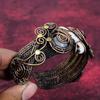 White Buffalo Turquoise & Moonstone Bangle Copper Wire Wrapped Adjustable Bangle