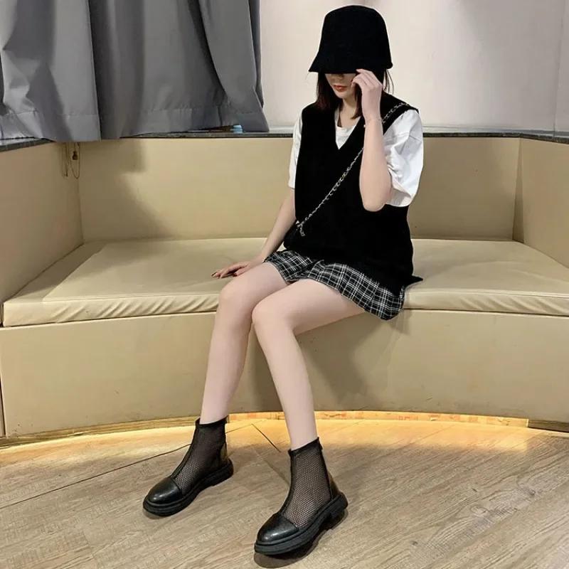 Fashion Female Short Shoes White Empty Round Toe High Quality Pu New In Women's Ankle Boots Designer Luxury Boot Spring 2024 Hot Booties