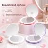 LED Foldable Makeup Mirror 2X Magnification USB Type-C Rechargeable Compact Mirror with Light Portable Travel Cosmetic Mirror for Women