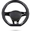 Ergocar Car Steering Wheel Cover Non-Slip Car Steering Wheel Protector Sport D-Shape Carbon Fiber & First Layer Cowhide Universal For Diameter
