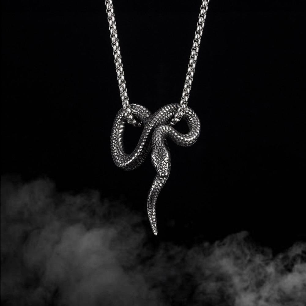 Men's Retro Creative Snake Shape Pendant Necklace Stainless Steel For Fashionable Men Anniversary
