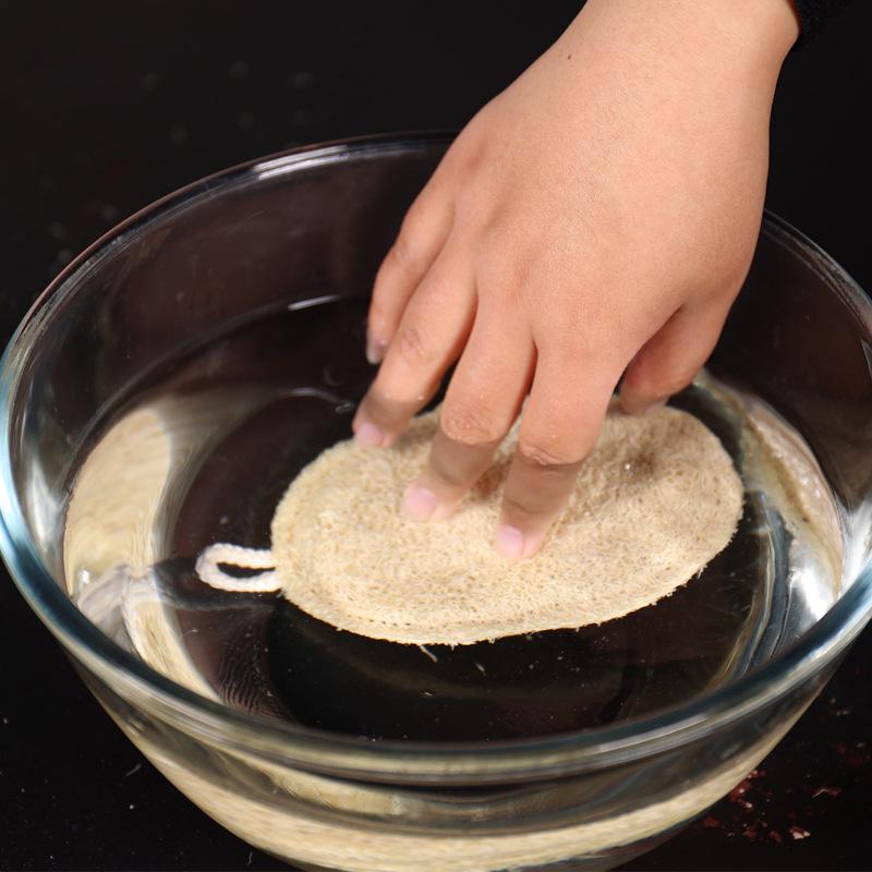 Oval Double-Layer Extra Thick Loofah Dishcloth Scourer with Rope - 8x13CM for Dishwashing & Kitchen Cleaning