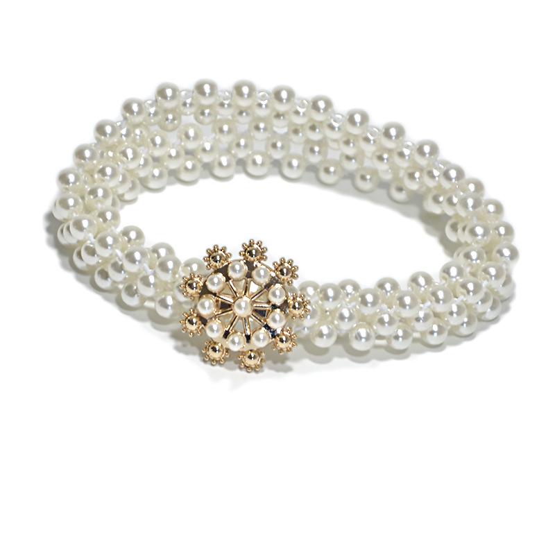 Meier Pearl waist chain - women's rhinestone embellished belt with large buckle