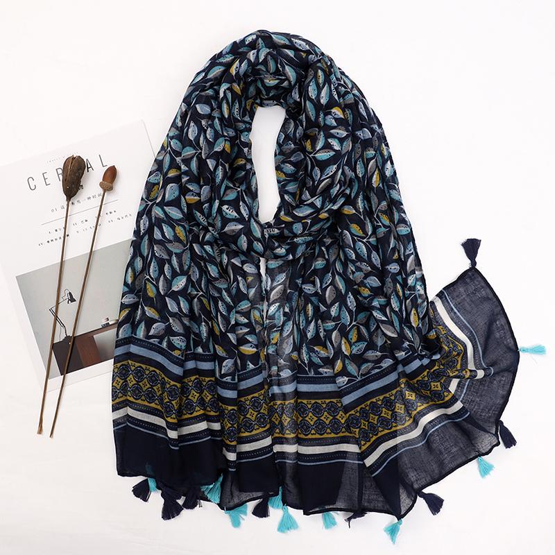 90*180CM New Fashion Printed Soft Linen Cotton Scarf Shawls Abstract Floral Tassel Viscose Scarves Lady High Quality Long Hijab