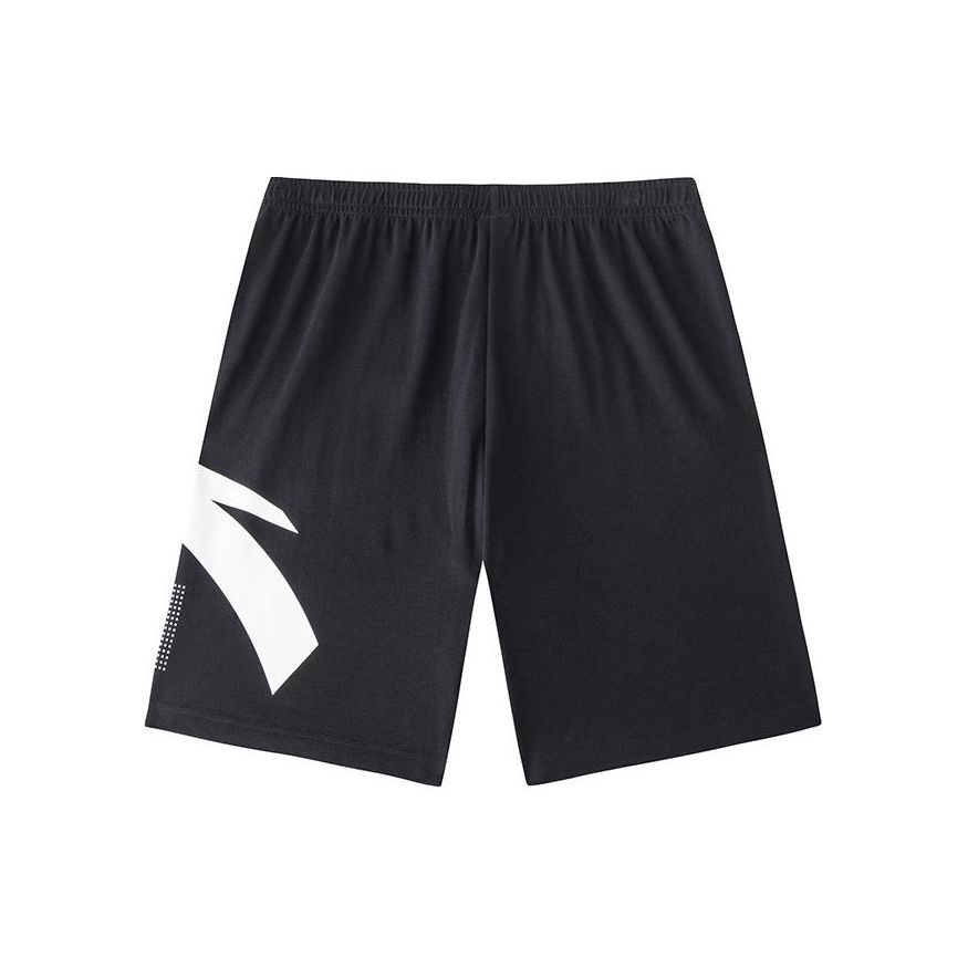 Anta Letter Logo Print Straight Leg Mid Rise Casual Shorts Men shorts Black White 952428308-7