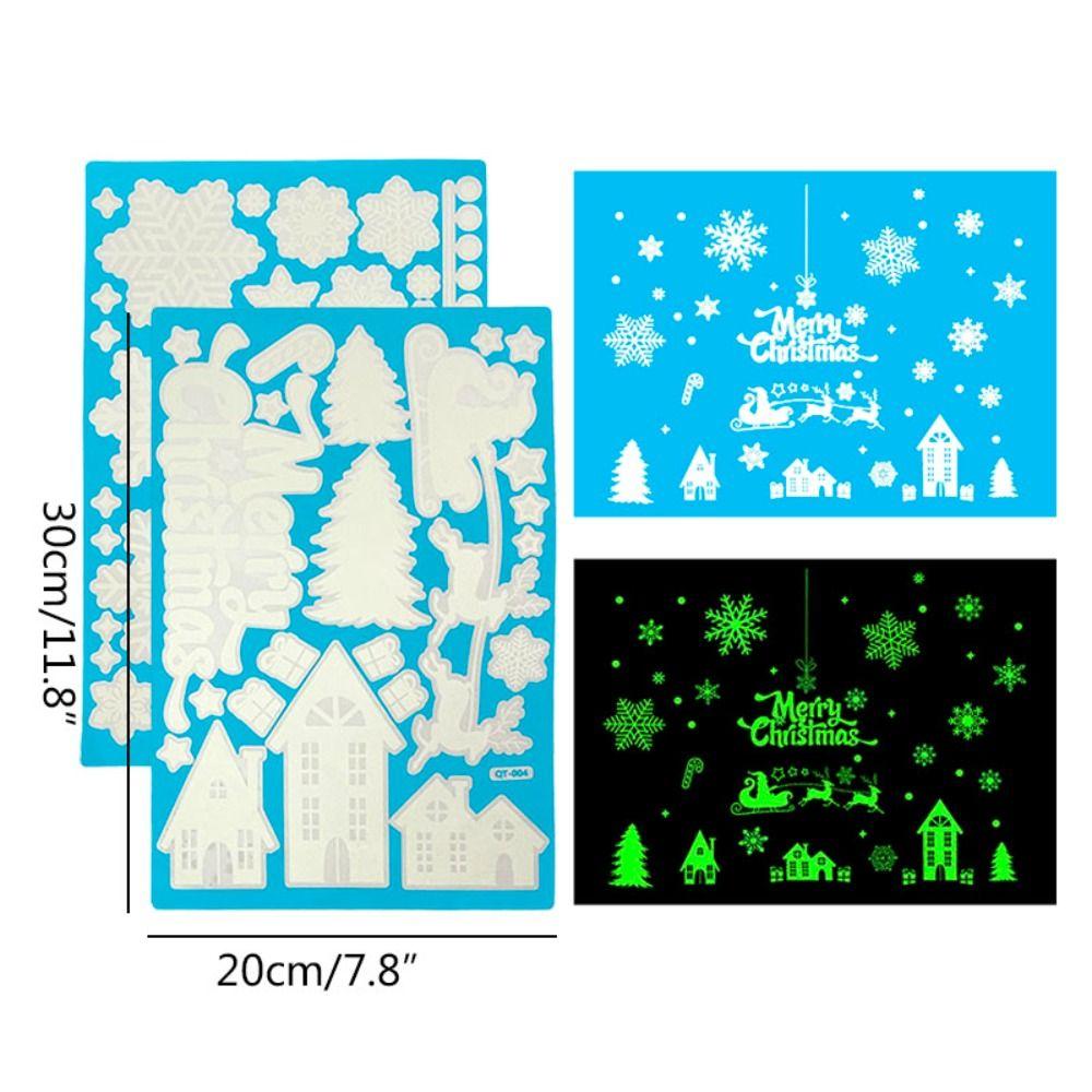 Glow In The Dark Christmas Window Wall Stickers Snowflake Window Glass Stickers  Xmas