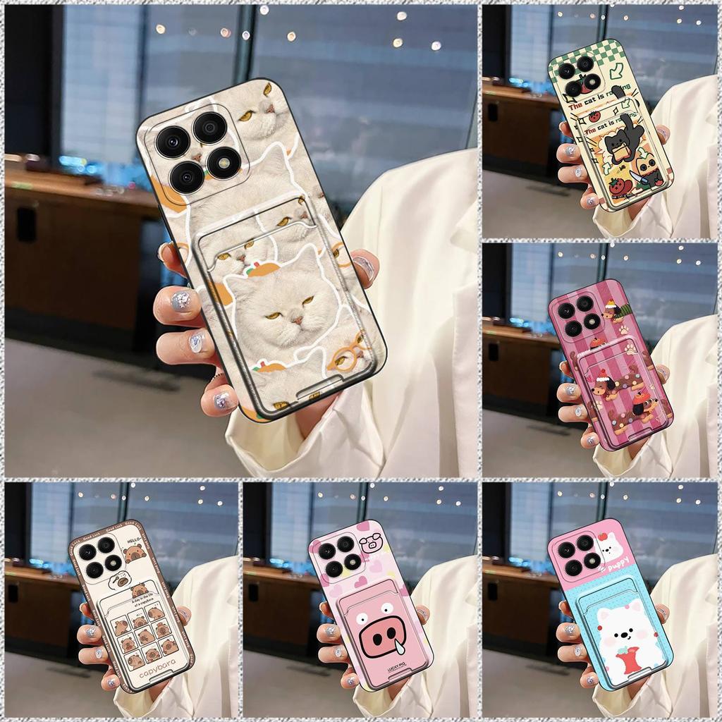 Shockproof Cartoon Phone Case For Honor X8a 4G Soft Case Cover Card Slot Silicone Protective Full Wrap Cute Back Cover
