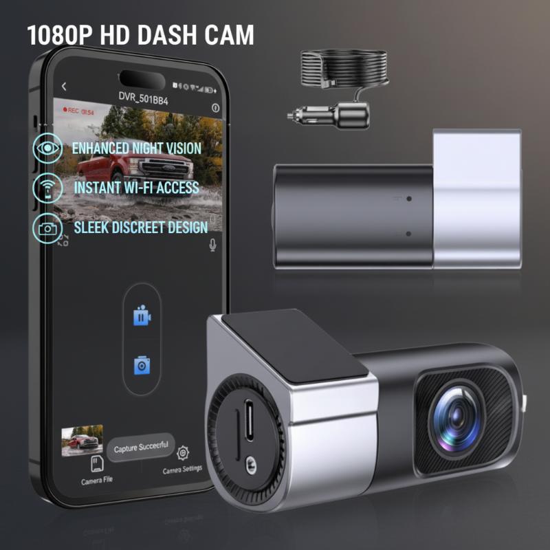 1080P HD Dash Cam with Wi-Fi & Night Vision Dash Camera Cabin Dashcam Vehicle Video Dash Cam Wide Angle Car DVR