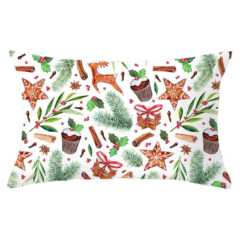 Simple Cartoon Print Series Christmas Waist Pillowcase Peach Skin Printed Pillowcase Home