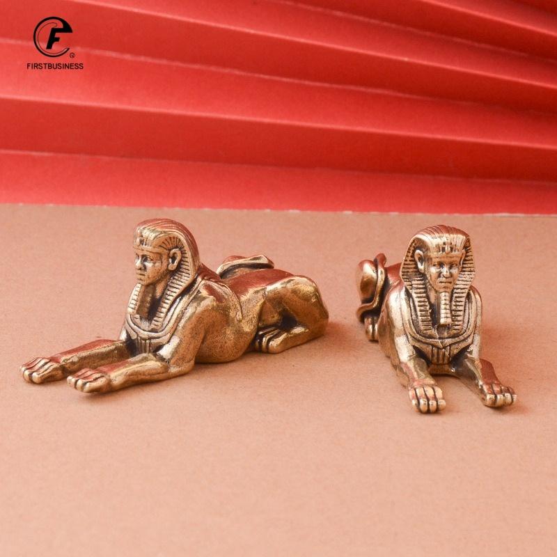 Solid Copper Egypt Sphinx Statue Small Ornaments Brass Guardian Statue Figurines Desktop Decorations Home Decor Accessories