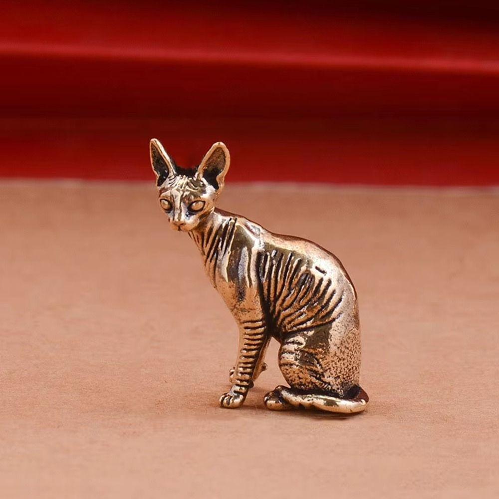 Small Office Desktop Ornaments Couple Cat Desktop Bronze Sculpture Bookshelf Decor