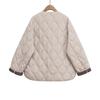Autumn and Winter  Women's Comfortable Round Neck Long Sleeve Zipper Pocket Quilted Cotton Jacket