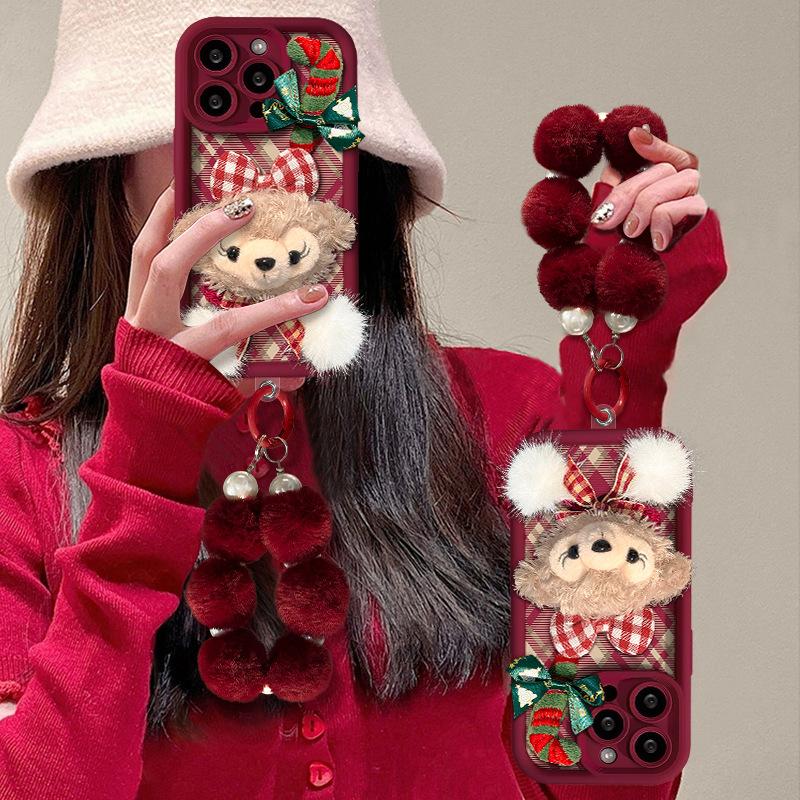 Christmas plush Shirley Rose doll chain for Apple 16 mobile phone case 15pro all-inclusive anti-drop 14 cute 7/8