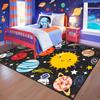 Solar System Rug for Kids - Galaxy Themed Playroom Carpet, Non-Slip Planet Print Floor Mat for Boys Bedroom, Classroom Decor