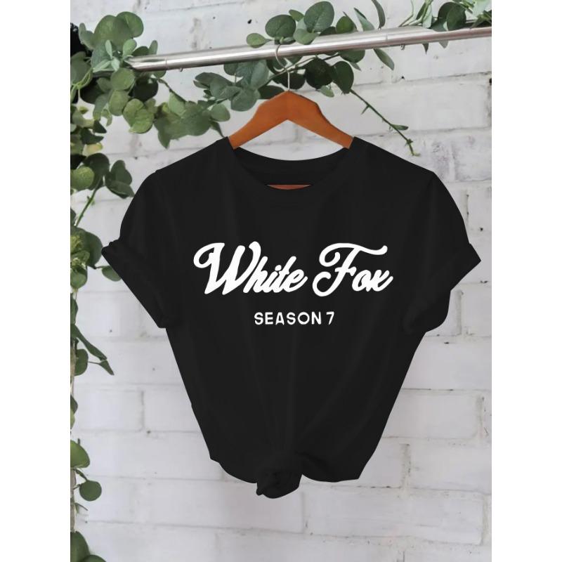 Ny Dam Slogan Tryckt Rundhalsad Lös Kortärmad Casual T-shirt