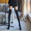 Pointed over-the-knee boots women's 2025 autumn and winter new suede integrated boots high-heeled nude boots elastic boots