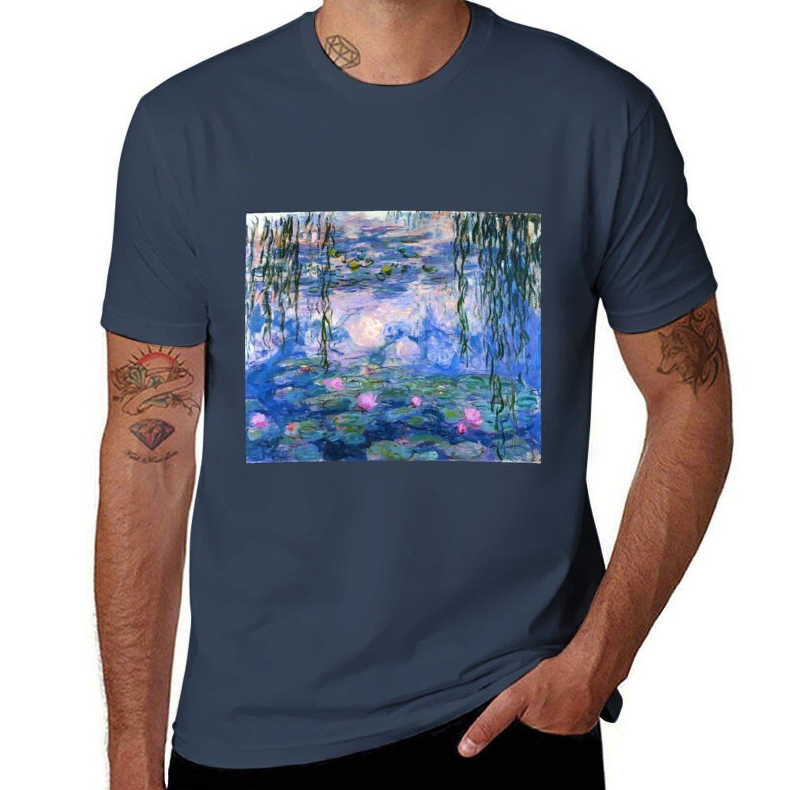 Water Lilies Monet TShirt Vintage Print Crew Neck Tee S