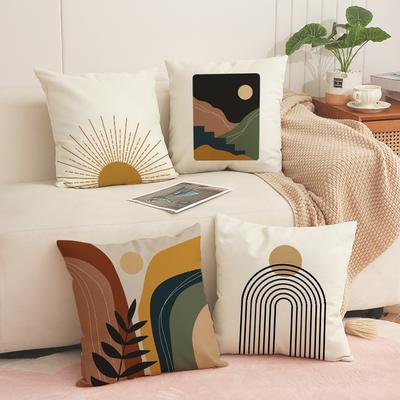 Wind Printed Pillow Case Indoor Bay Window Decoration Square Geometric Cushion Linen Abstract Simple Sofa Pillow