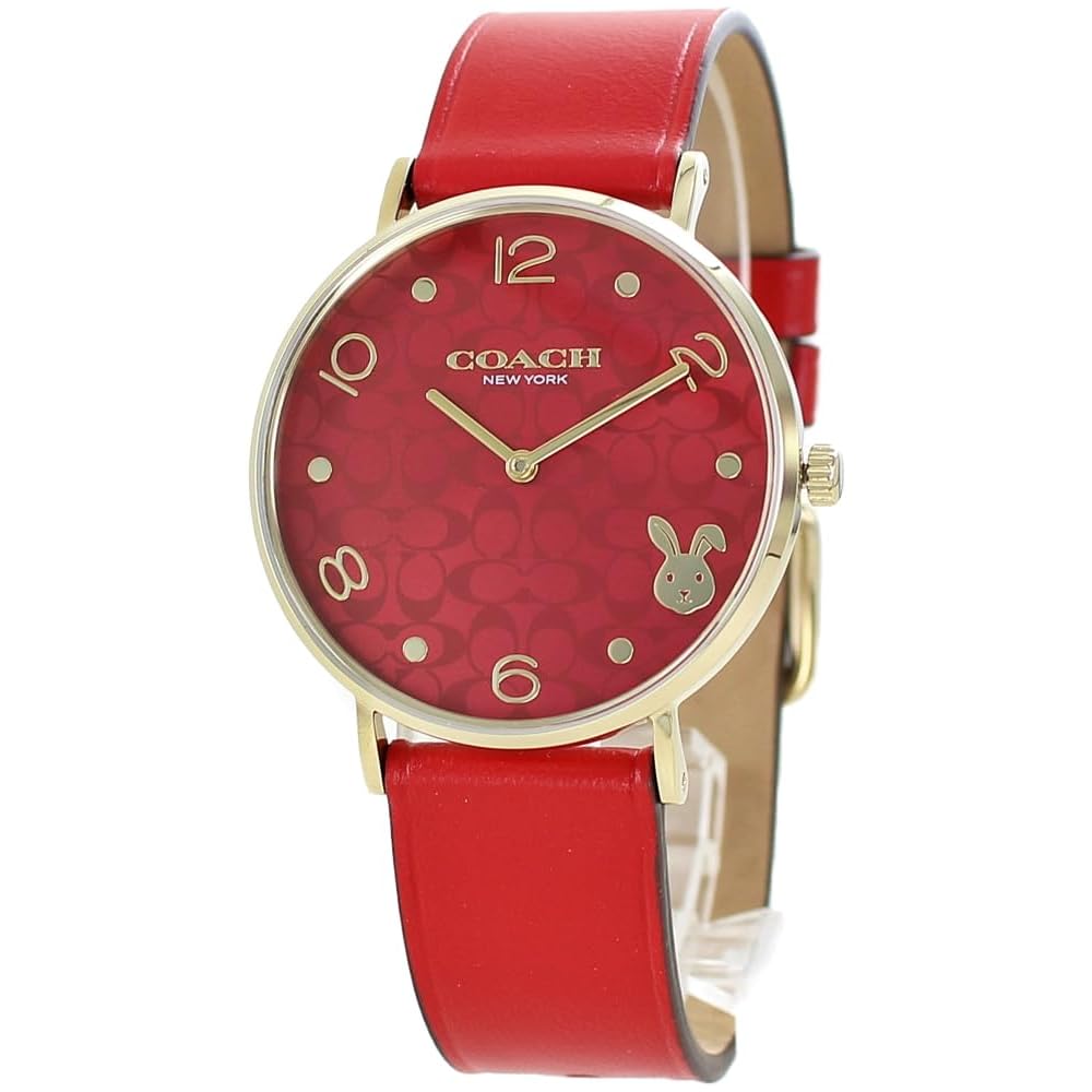 Coach Perry Women s Rabbit Year Red Leather Strap Watch 14503977