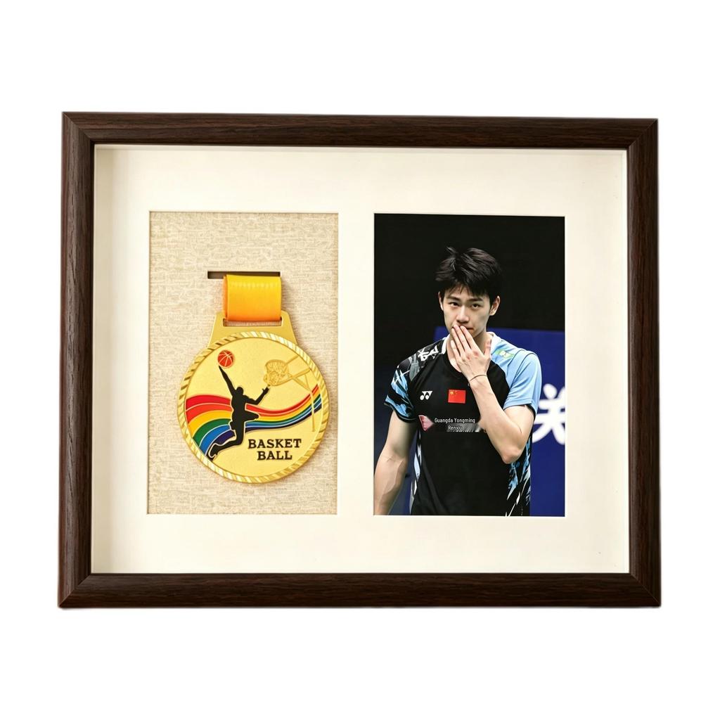Wooden Medal Frame & Display: Marathon Tag Holder and Decorative Picture Frame