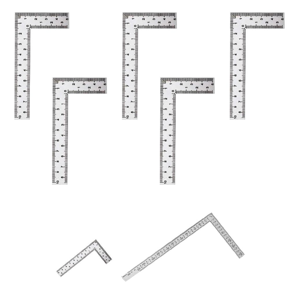Square ruler (set of 5), stainless steel, 10 x 5 cm (5 pieces)
