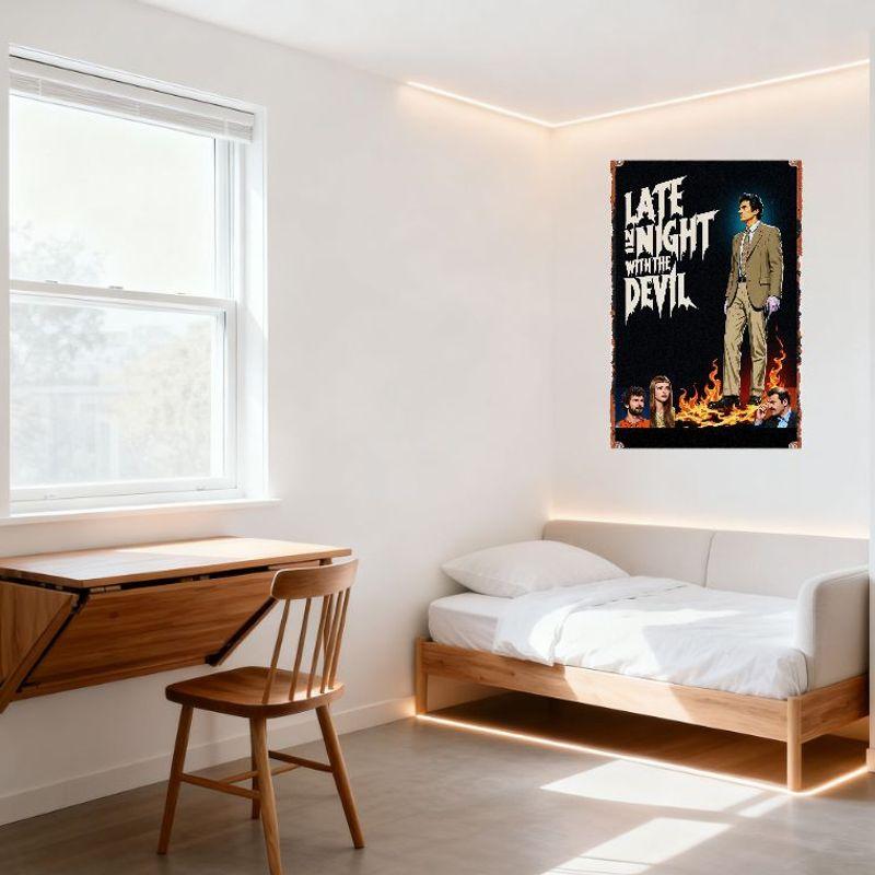 Late Night with the Devil Vintage Metal Tin Sign Retro Horror Movie Poster for Bar Cafe Home Decor Man Cave Wall Art