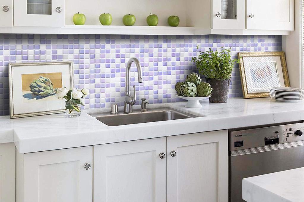 APSOONSELL 3D Mosaic Tile Stickers for Kitchen and DIY Wall Modern Wall Decals (4 Sheets) Bathroom, Stickers, Art, Stylish, Waterproof, (KBMS-06B)